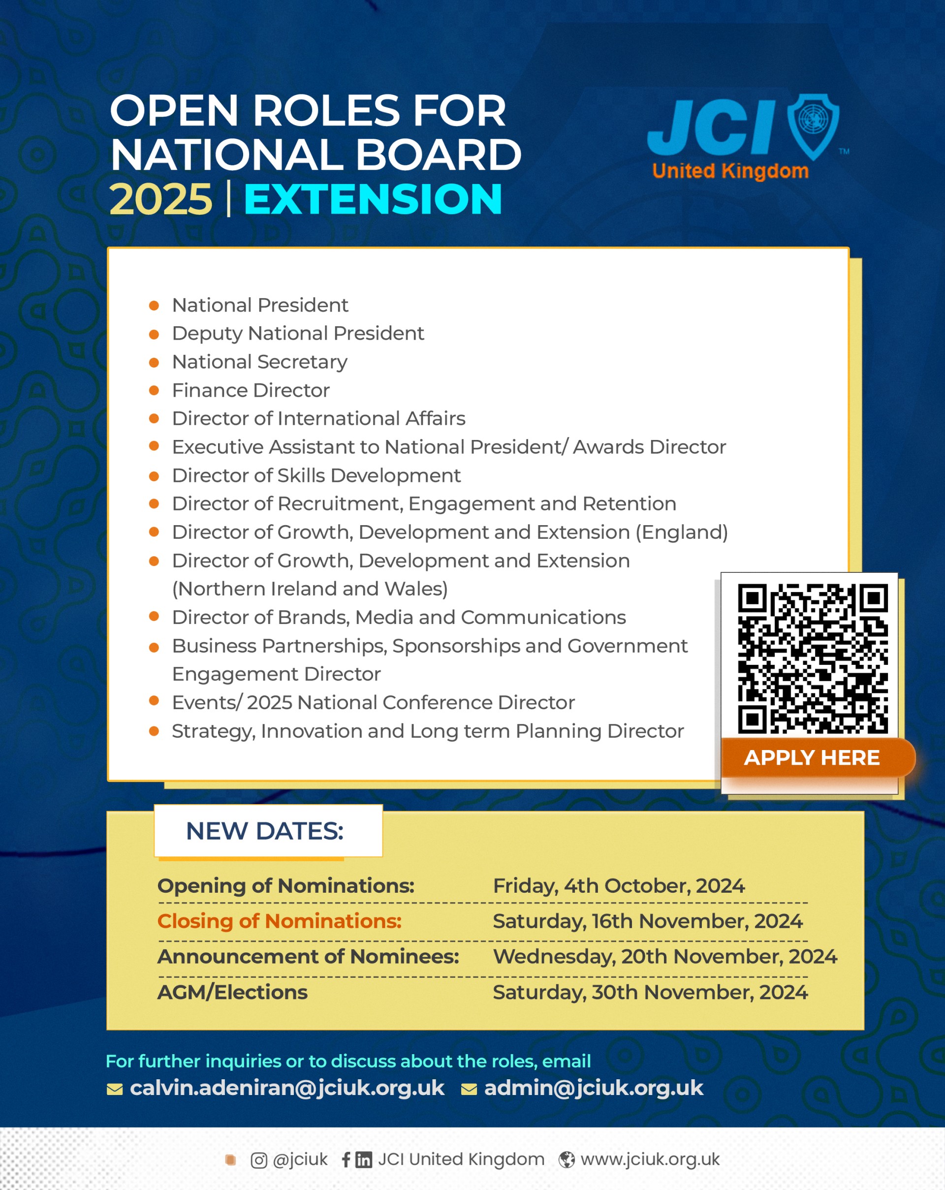 National Board Roles Nomination 2025  Extension